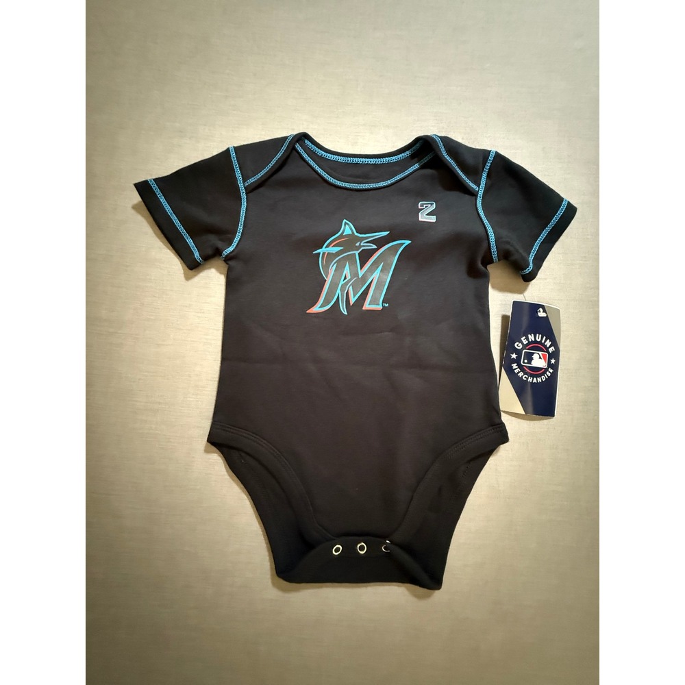 MLB Miami Marlins Baby Bodysuit Creeper Jersey Style Outfit Unisex 12M Black